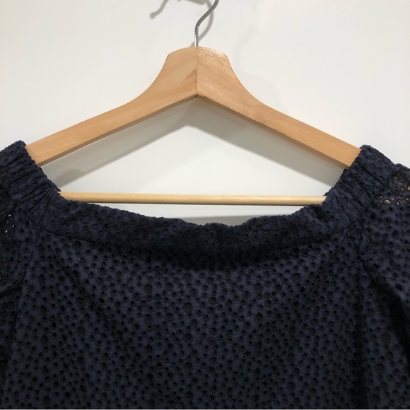 Tibi off the shoulder, dark navy blue top with small hole patters. Size 0. - Picture 6 of 10